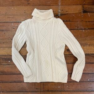 Vintage Eddie Bauer wool angora blend cable knit fisherman’s turtleneck sweater